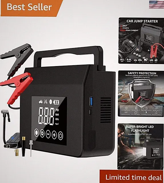 4000A Jump Starter & Air Compressor - 15000mAh Power Bank for All Vehicles