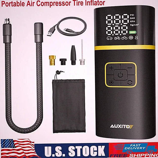 52000mAh Cordless Rechageable Battery Air Compressor Pump Car Tire Inflator Set