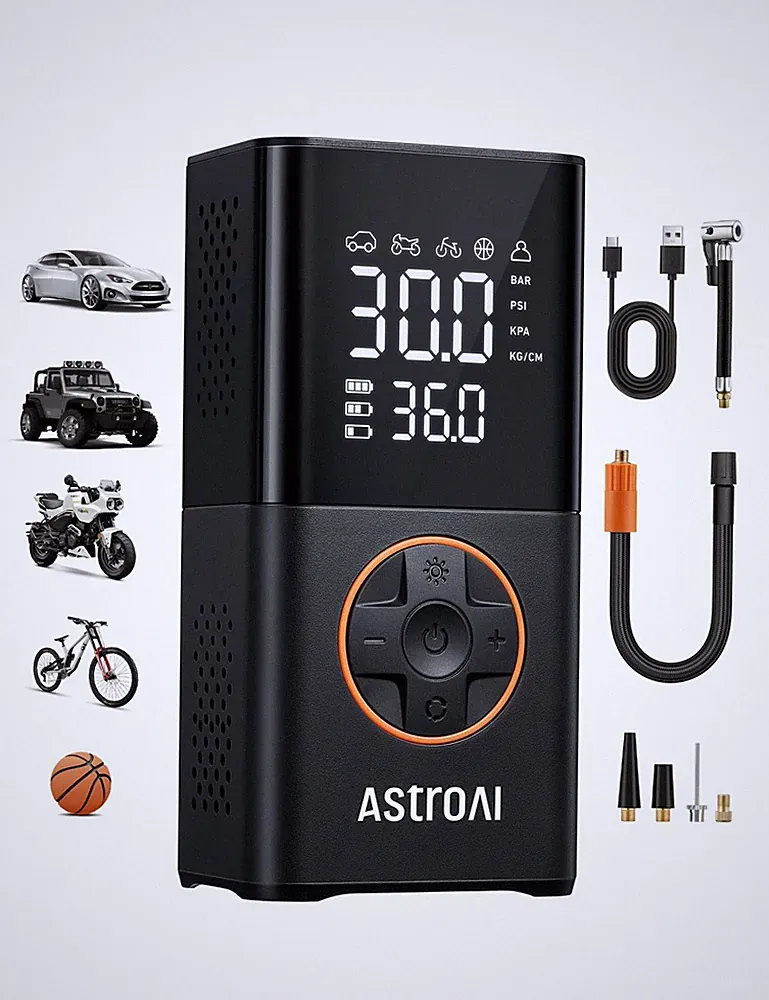 AstroAI L7 Tire Inflator Portable Air Compressor Cordless Mini Bike Orange