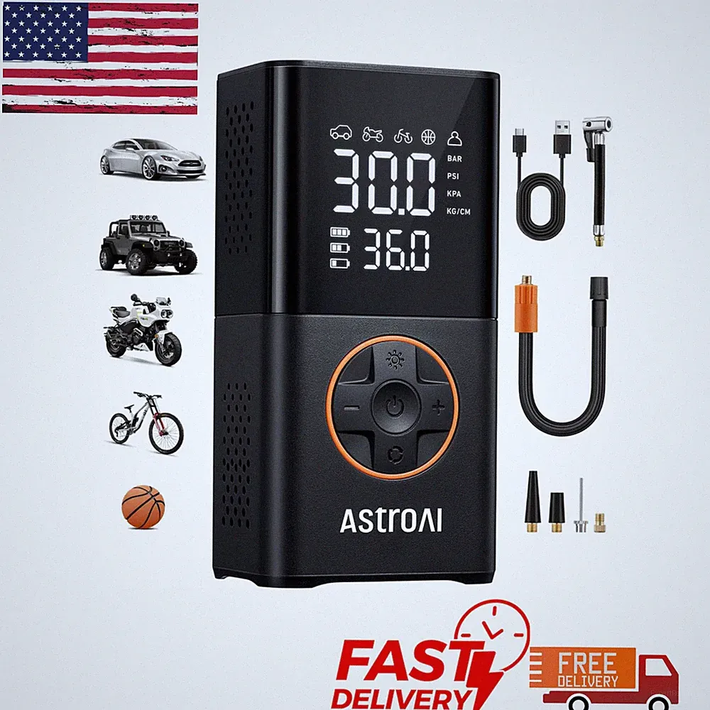 Astroai L7 Tire Inflator Portable Air Compressor Cordless Mini Bike Pump with Di