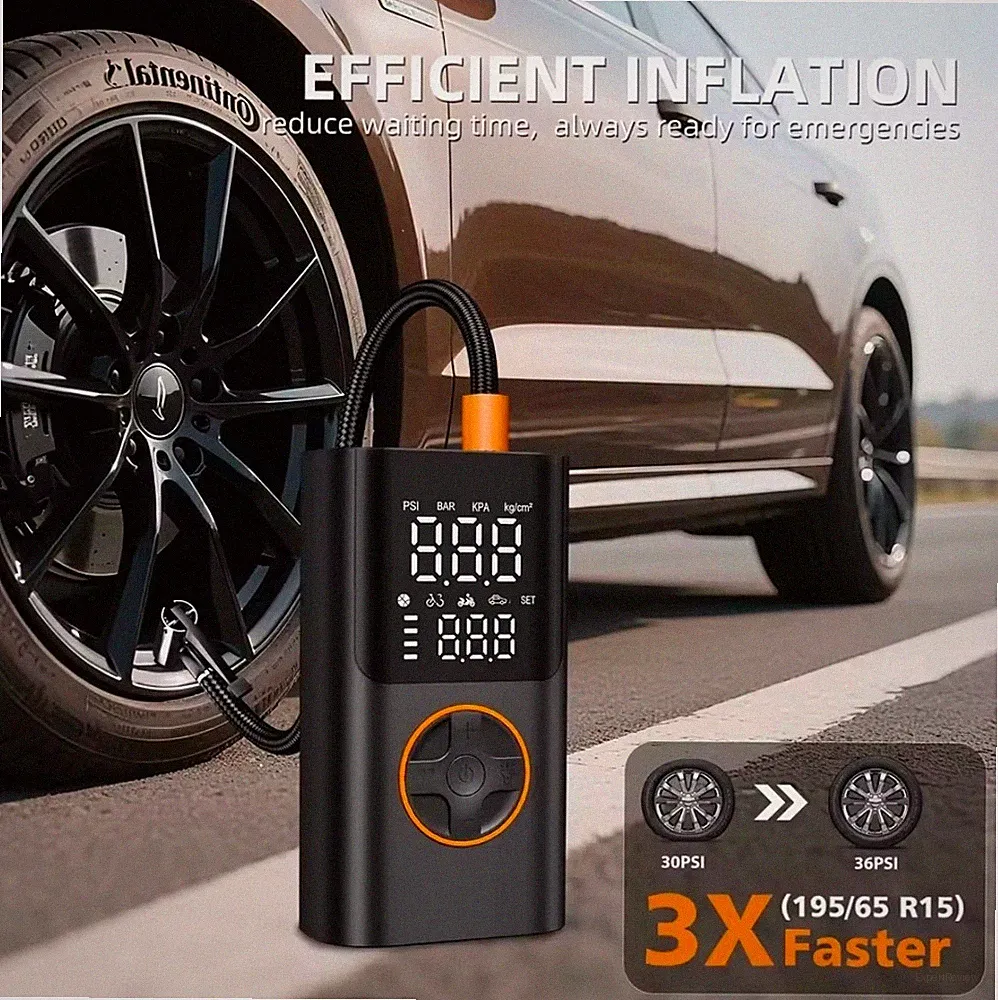 Cordless Mini Tire Inflator 150 PSI Portable Air Compressor Digital Display LED