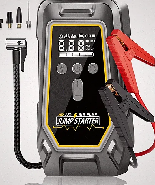Portable Jump Starter & Air Compressor - 150PSI Tire Pump with LED Light