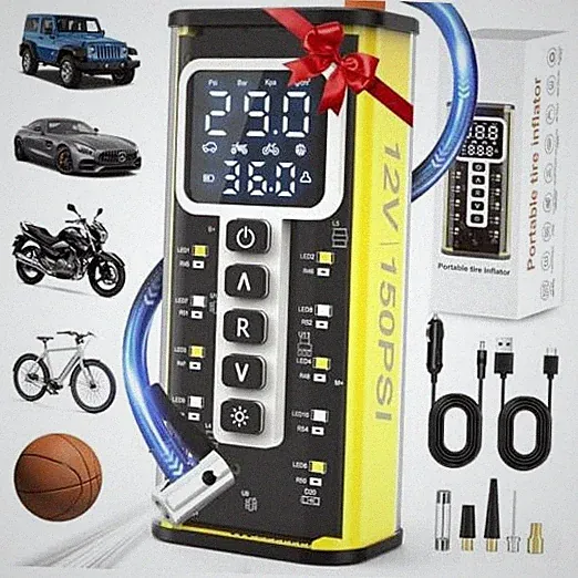 Portable Tire Inflator Air Compressor for Car Tires – Cordless Air Pump with