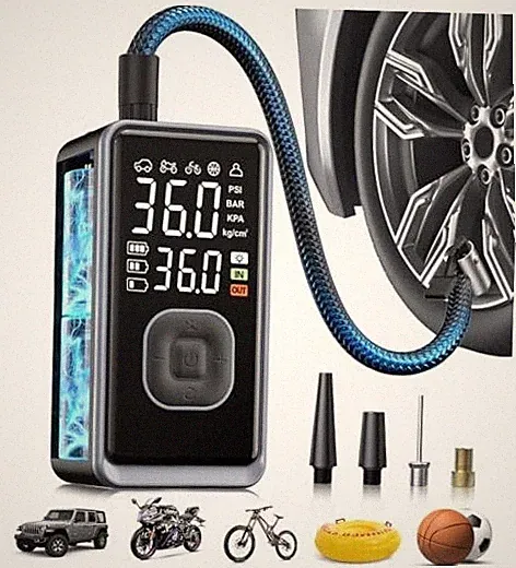 Tire Inflator Portable Air Compressor, 150PSI Cordless Mini Air Pump with Black