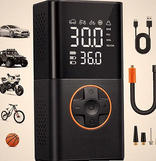 Tire Inflator Portable Air Compressor Cordless Mini Bike Pump with Digital Dual
