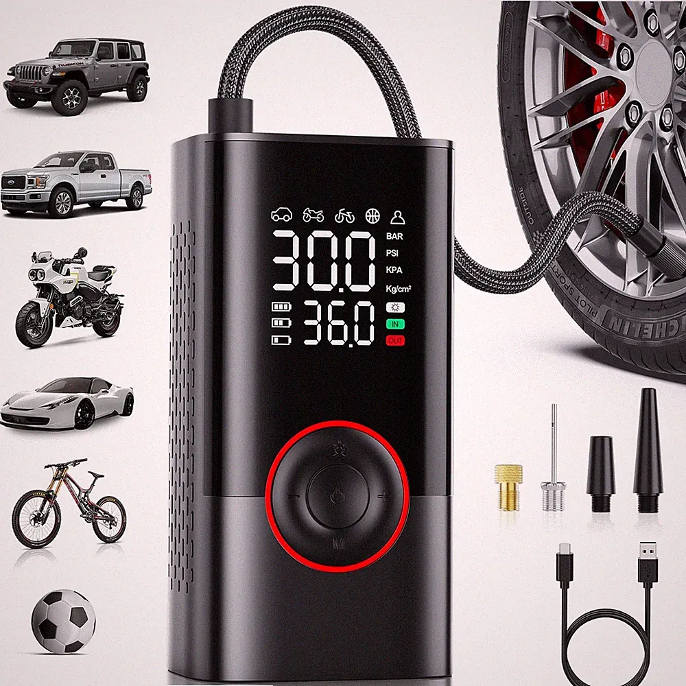 Tire Inflator Portable Air Compressor - Portable Cordless Mini Air Pump with...