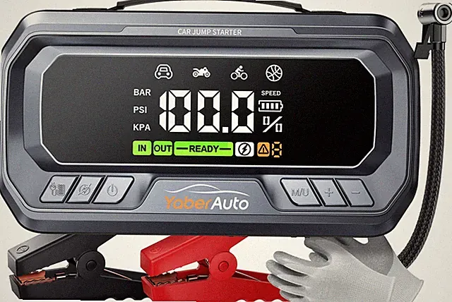 YaberAuto 12-in-1 Jump Starter with Air Compressor 8000A 160PSI 65W